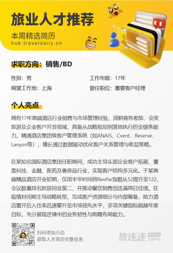 旅遊業中高層招聘：郵輪、酒店、航空、線上旅遊等領域優秀候選人推薦