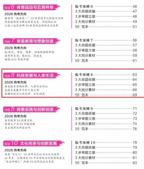 2026高考作文高頻思辨主題押題與通用素材彙總