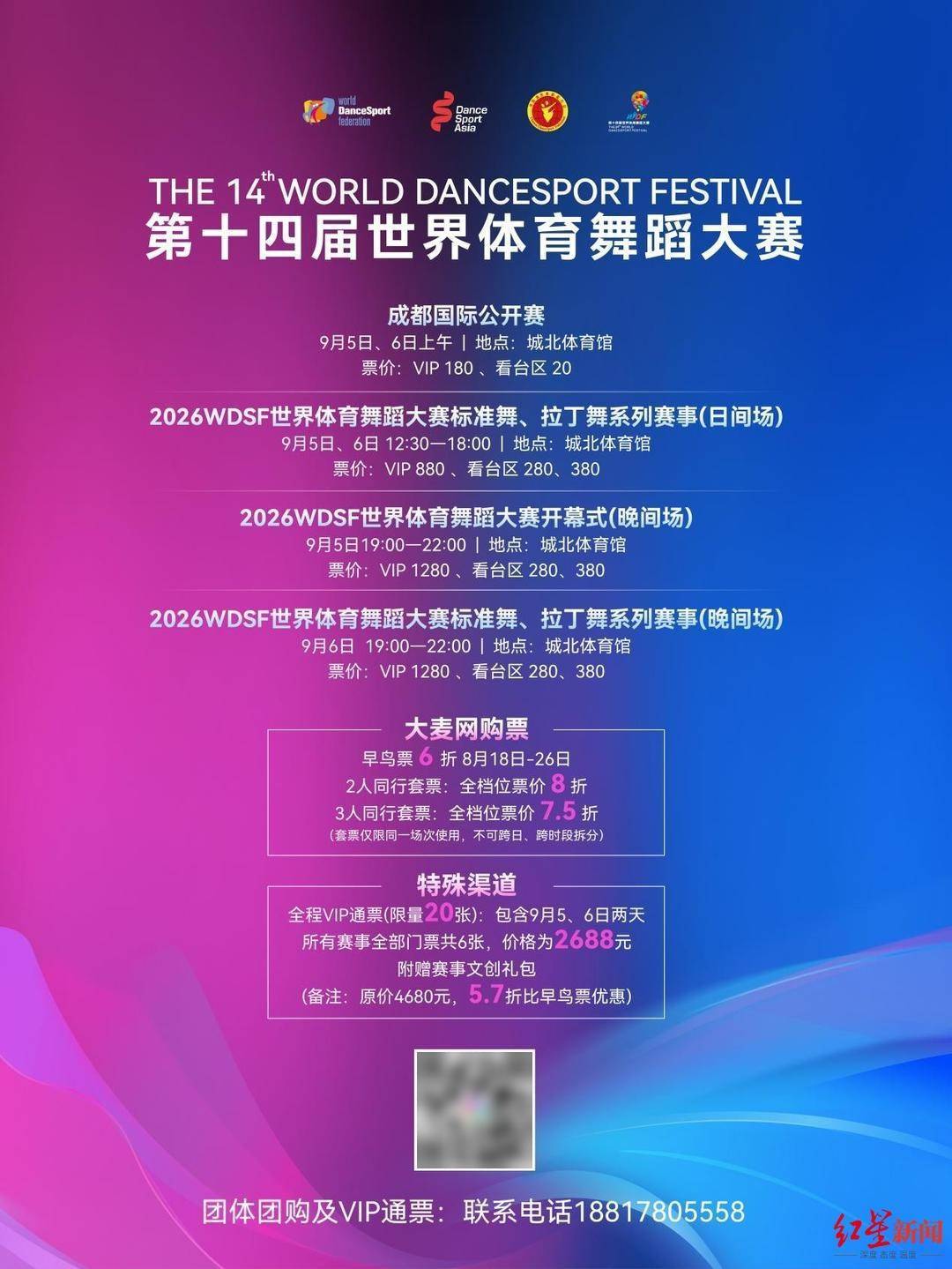 第十四屆世界體育舞蹈大賽招募14名舞者，在開幕式與冠軍導師共舞