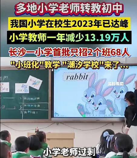 多地小學老師過剩，轉去教初中！我國小學在校生2023年已達峰，小學教師一年減少13.19萬人