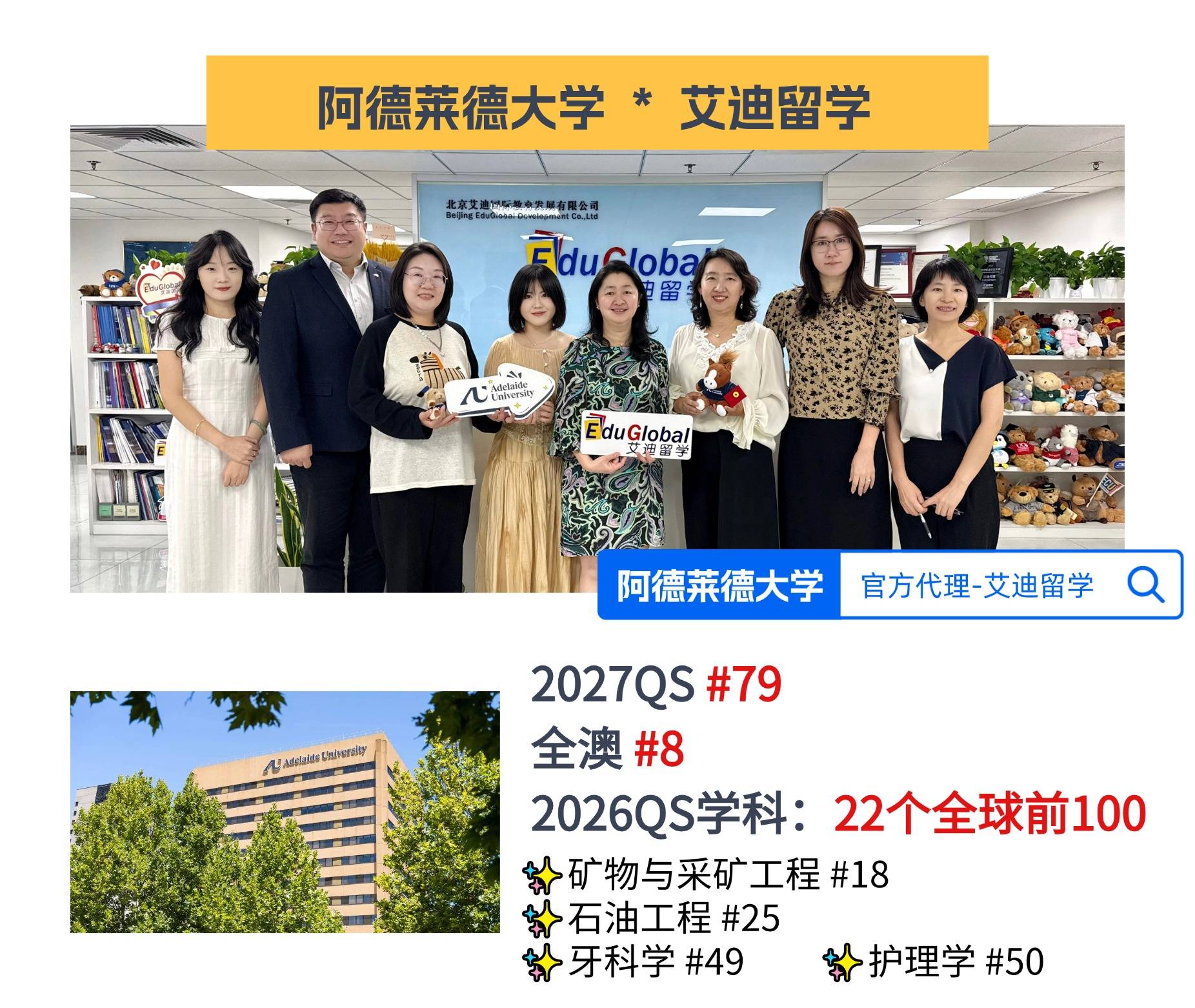 2026.9：QS世界排名79|澳洲八大|阿德萊德大學高層 到訪艾迪留學